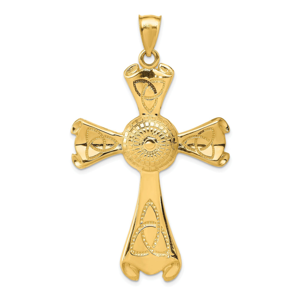 14K Gold Celtic Cross Pendant with Textured Solid Design