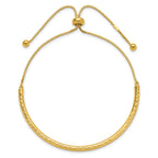 Sterling Silver Gold-tone Diamond-cut Bar Adjustable Bracelet
