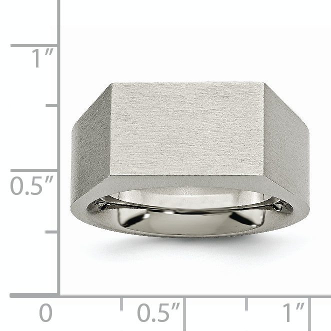 Sophia Jewelers Titanium Signet Ring with Polished Brushed Finish Engravable Unisex