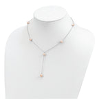 Sterling Silver Rhodium-plated 6-8mm Pink Teardrop and Semi-Round Freshwater Cultured Pearl 6-Station Y-Drop 16 inch Necklace