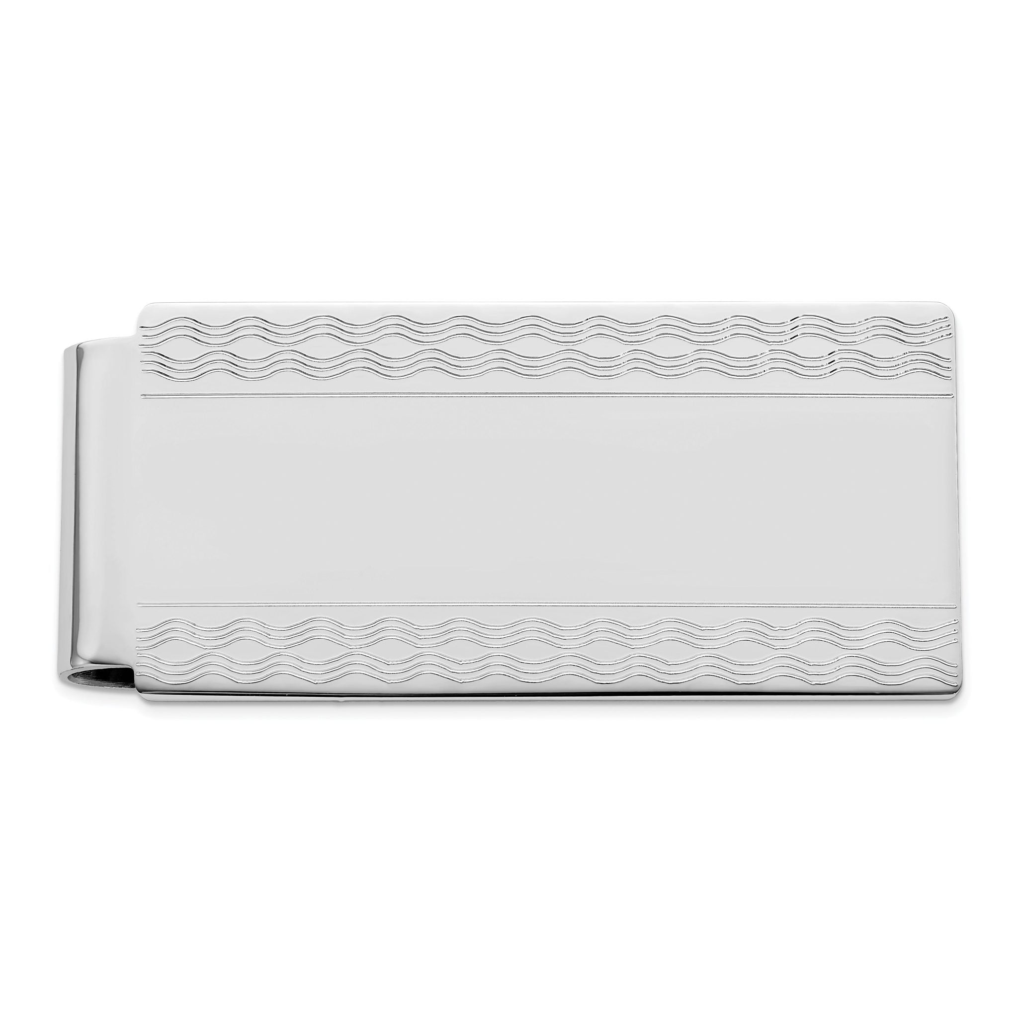 Rhodium-plated Kelly Waters Patterned Edge Hinged Money Clip Main image