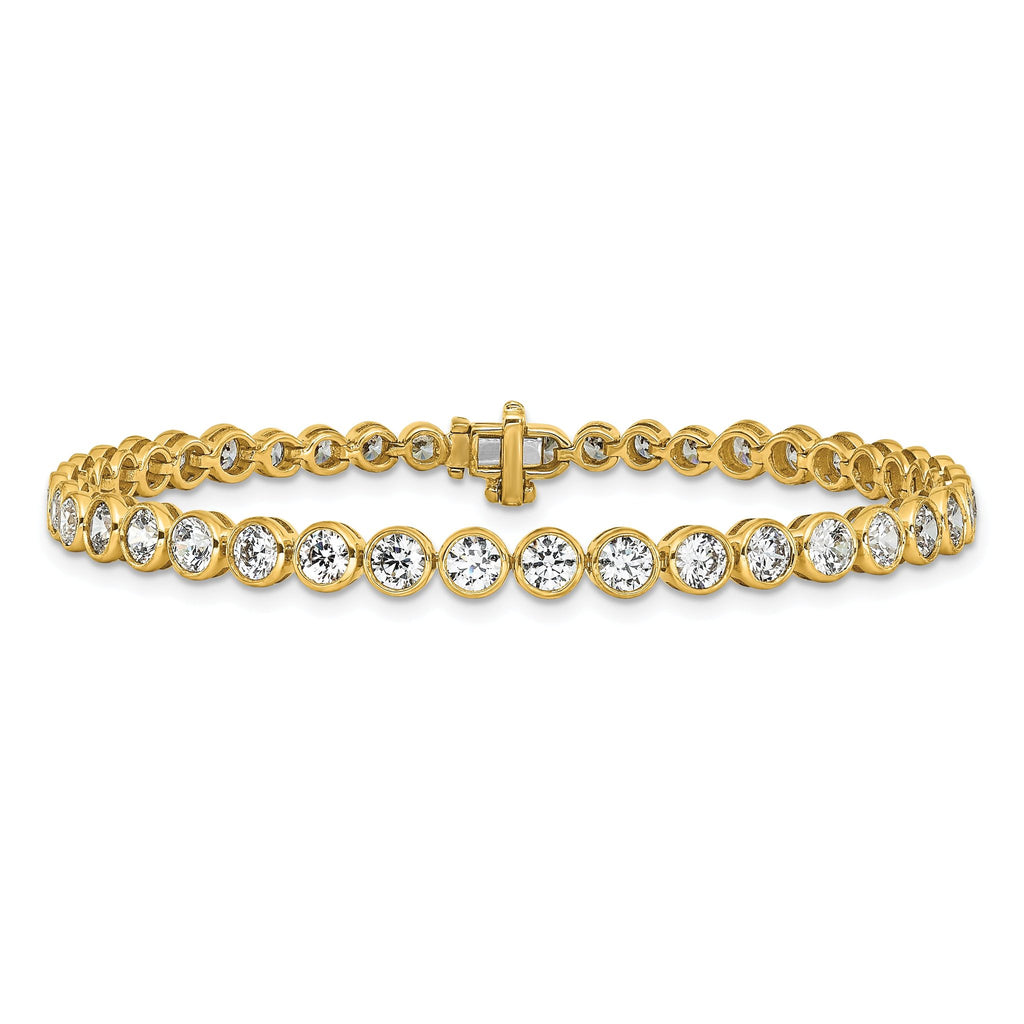 14k 5 carat Lab Grown Diamond VS/SI+ G+ Complete Round Bezel Set 7 inch Tennis Bracelet