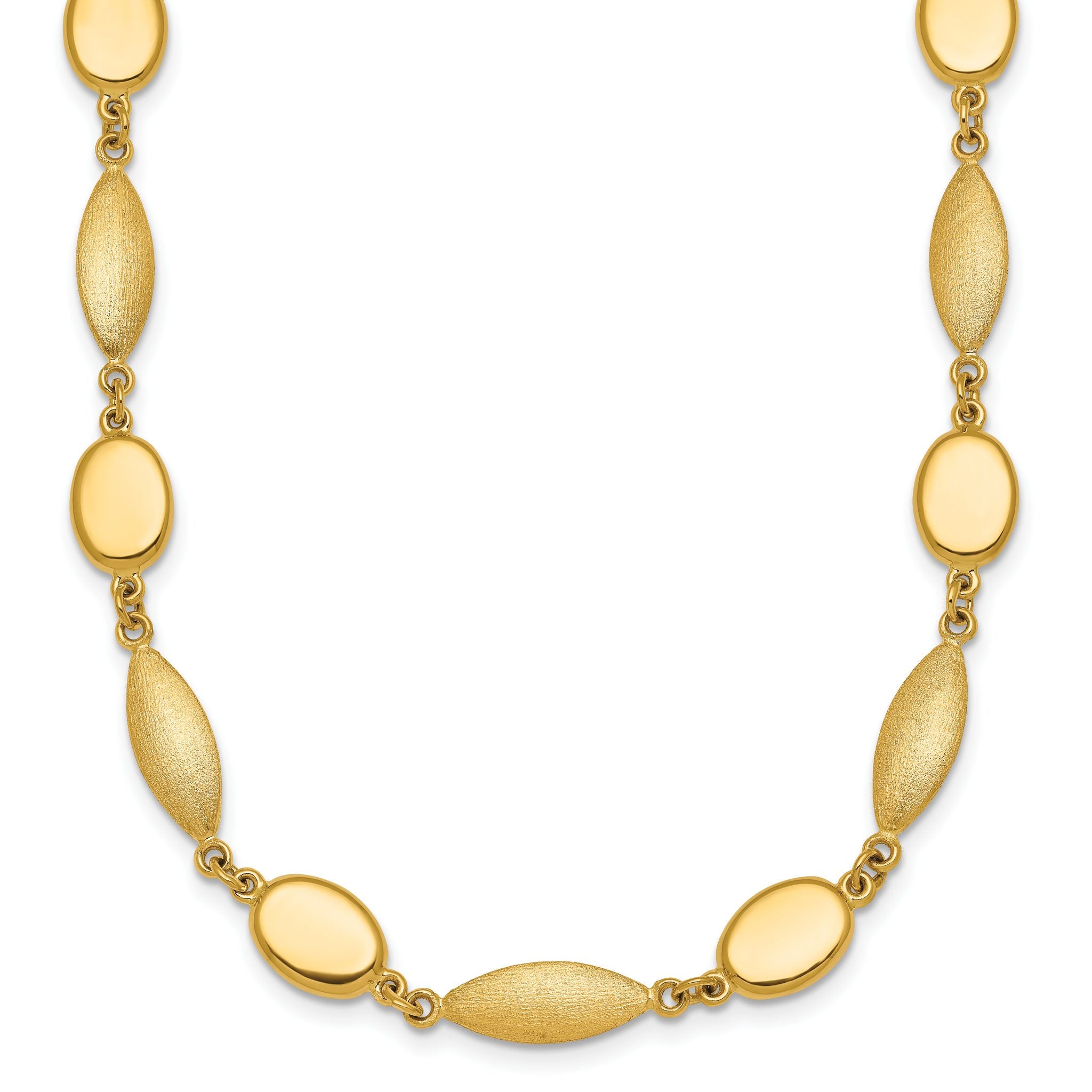 14k Polished And Brushed 7.5mm Fancy Oval and Round Link 18 inch Necklace Main image
