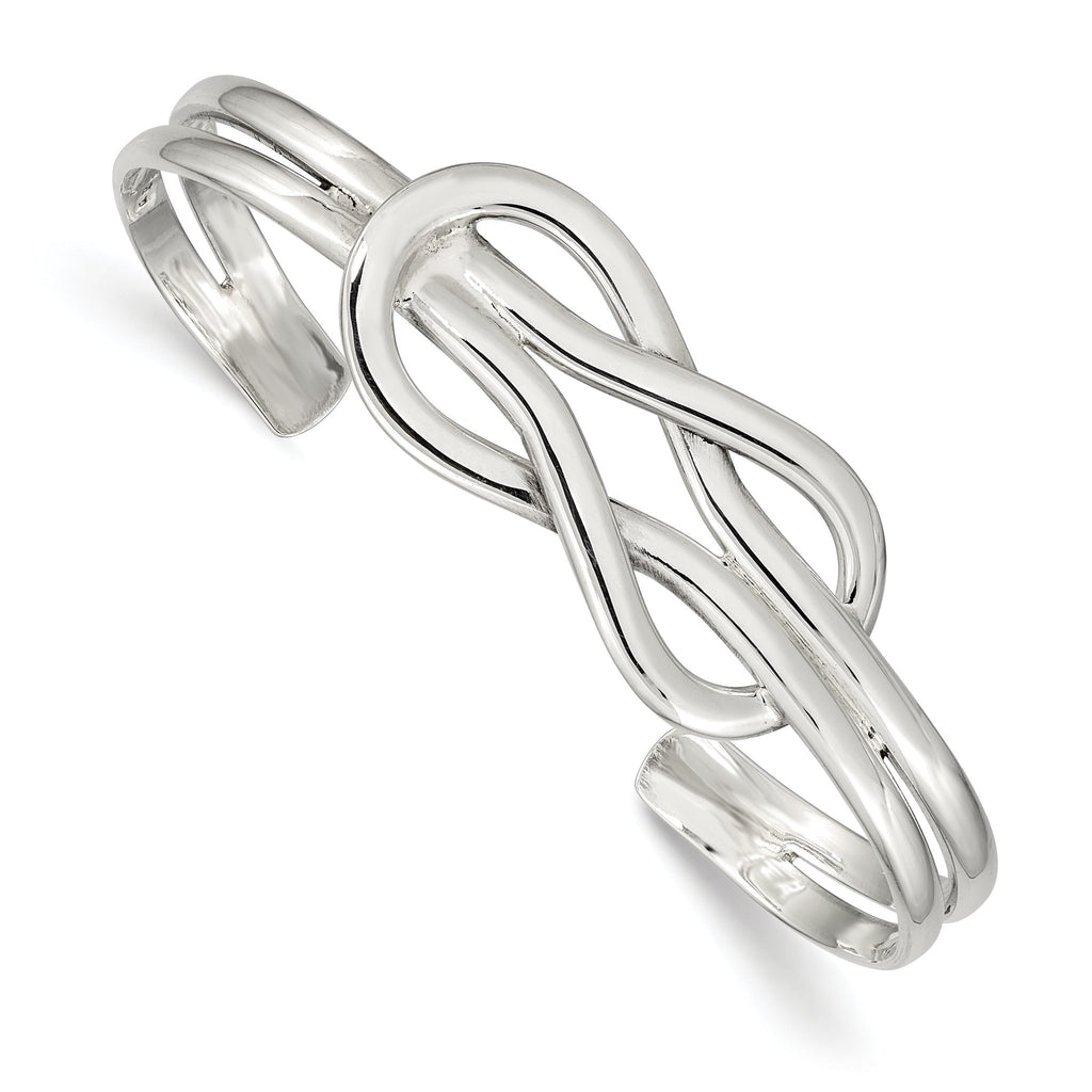 Sophia Jewelers Sterling Silver 925 Knot Cuff Bangle with Polished Finish