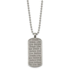 Chisel Stainless Steel Antiqued Brushed and Textured Live/Dream/Believe Dog Tag on a 24 inch Ball Chain Necklace