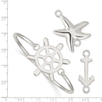 Sterling Silver 925 Women's Bangle with Interchangeable Nautical Charms