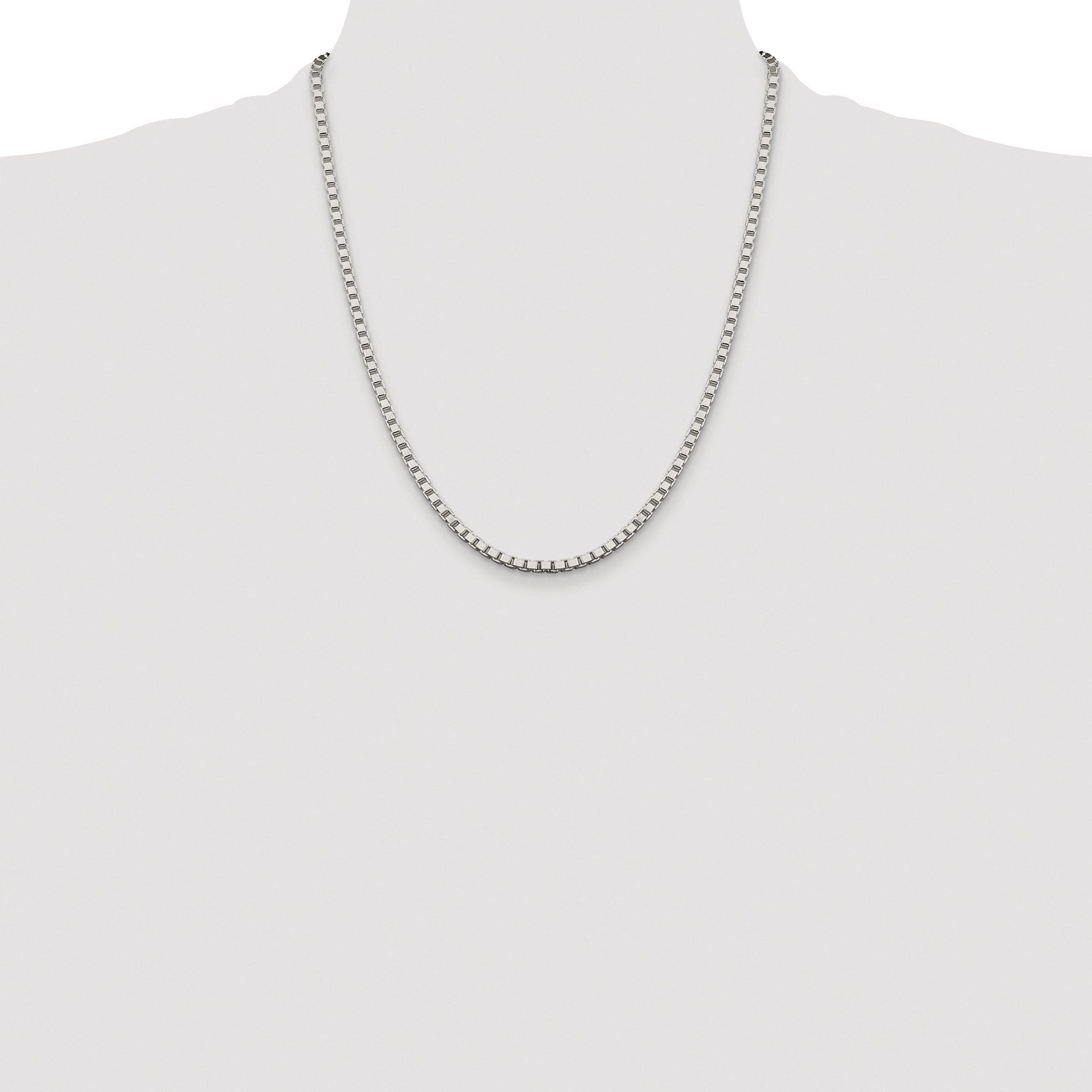 Sterling Silver Rhodium-plated 3.25mm Box Chain