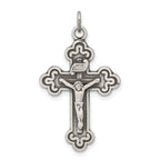 Sterling Silver 925 INRI Crucifix Pendant with Polished Antique Finish