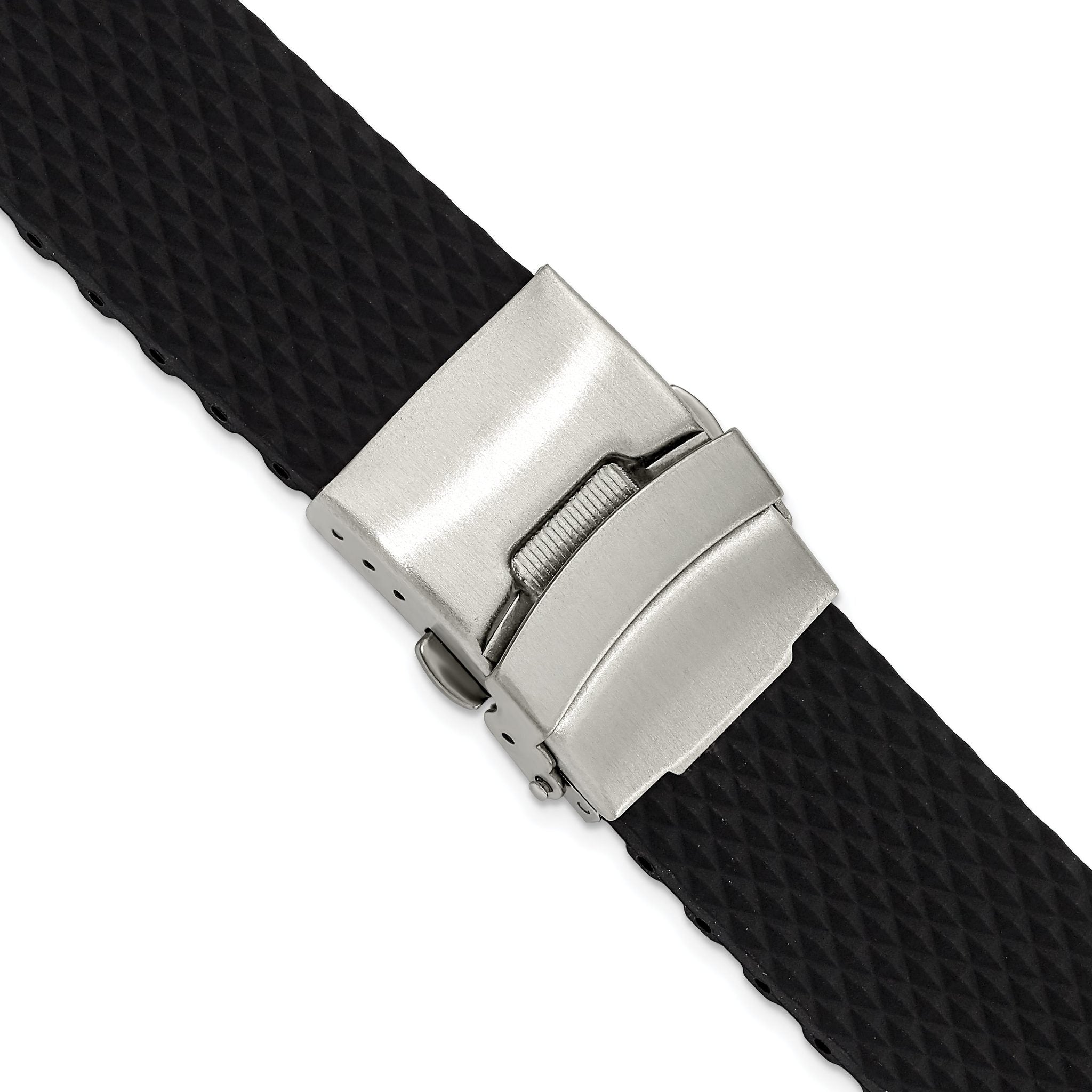 Textured Silicone Watch Band with Stainless Steel Buckle, 20mm