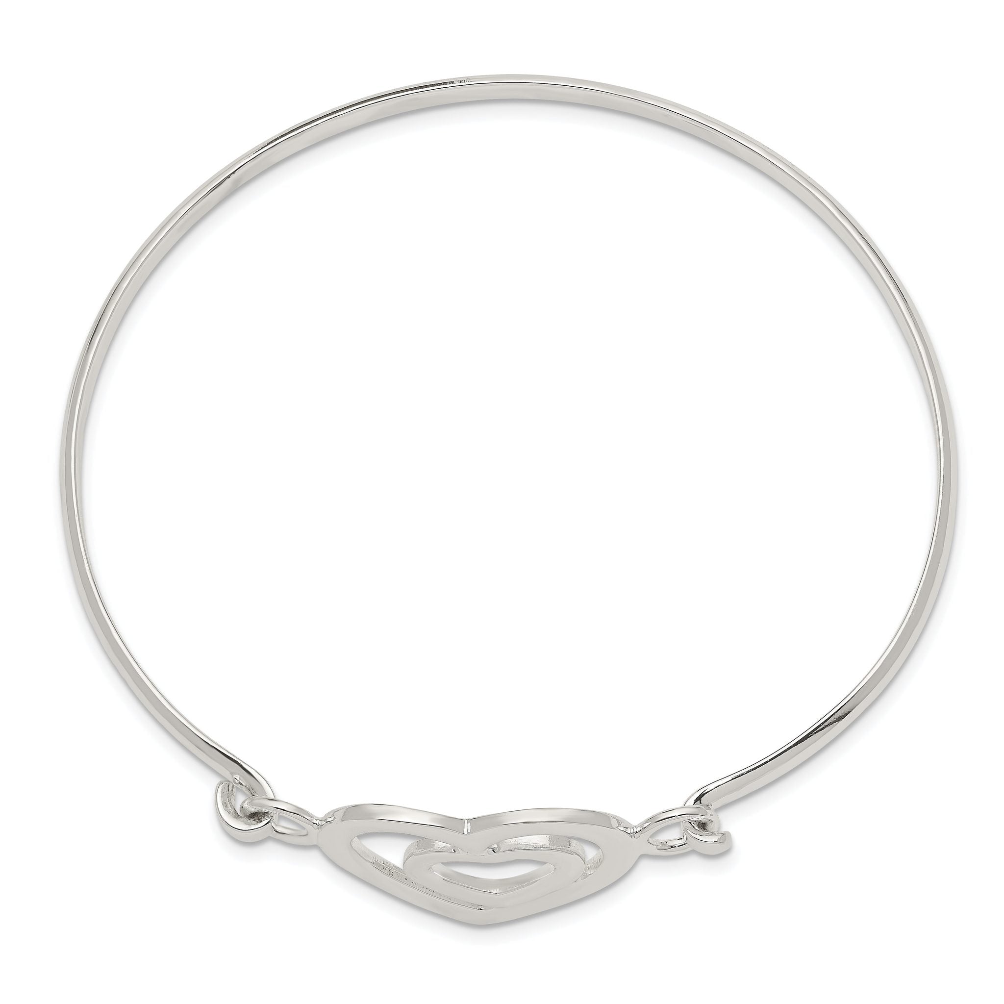 Sterling Silver 925 Polished Heart Bangle Bracelet for Women Secondary image