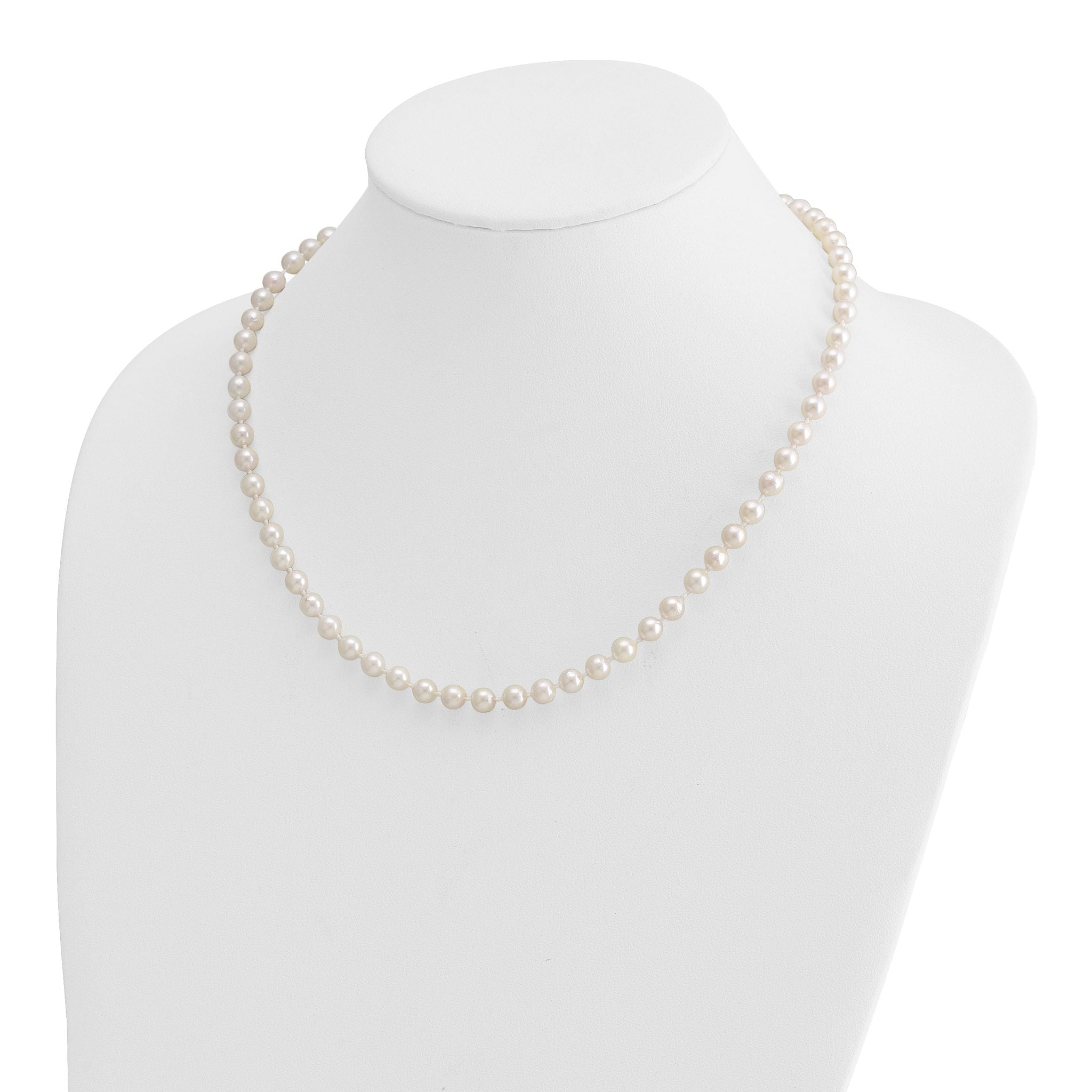 14k 5-6mm White Round Akoya Saltwater Cultured Pearl Necklace