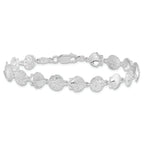 De-Ani Sterling Silver Rhodium-plated Polished Sand Dollar and Shell 7.25 inch Bracelet
