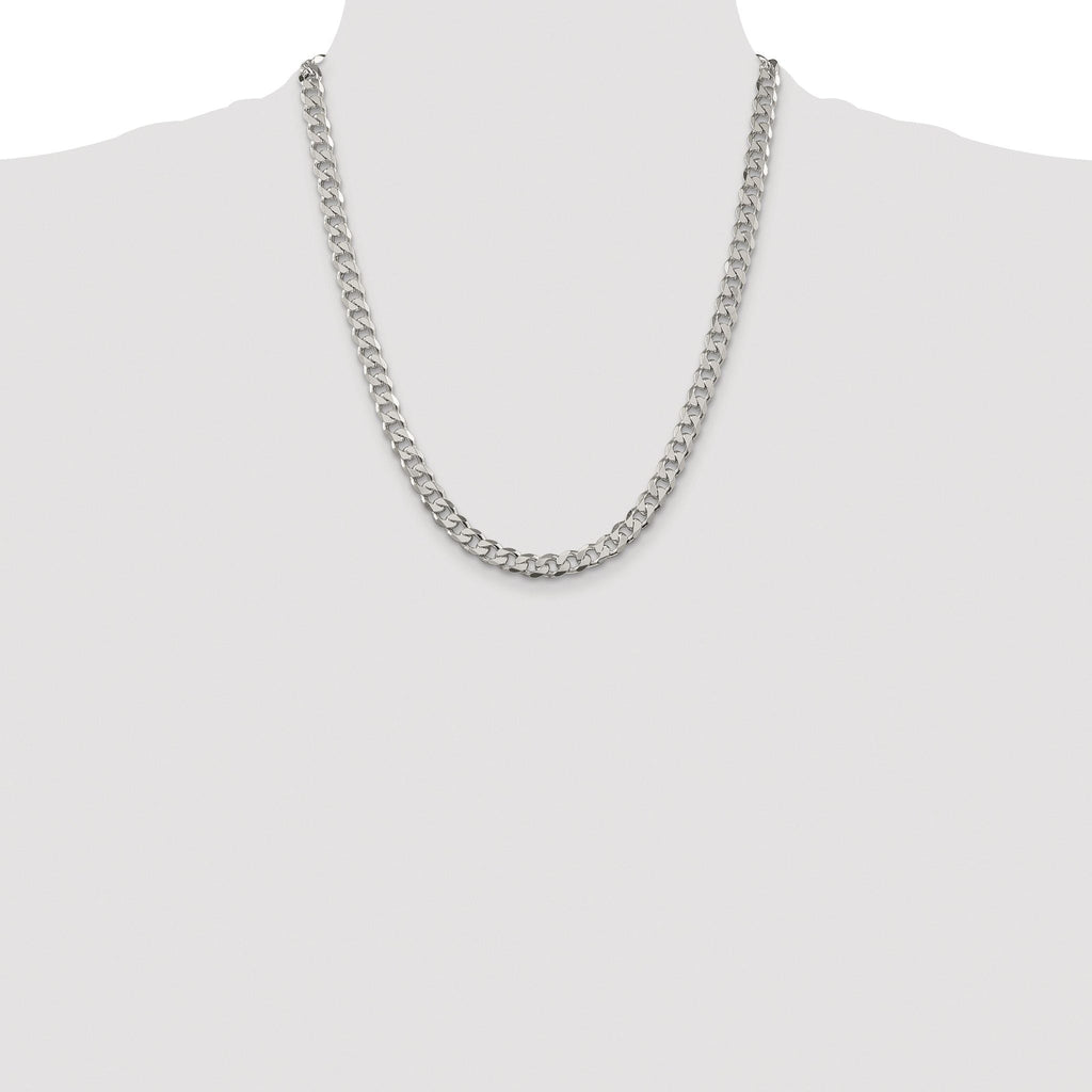 Sterling Silver Rhodium-plated 7mm Pavâ Curb Chain