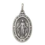 Sterling Silver 925 Miraculous Medal Pendant with Antiqued Finish Elegant Vintage Style