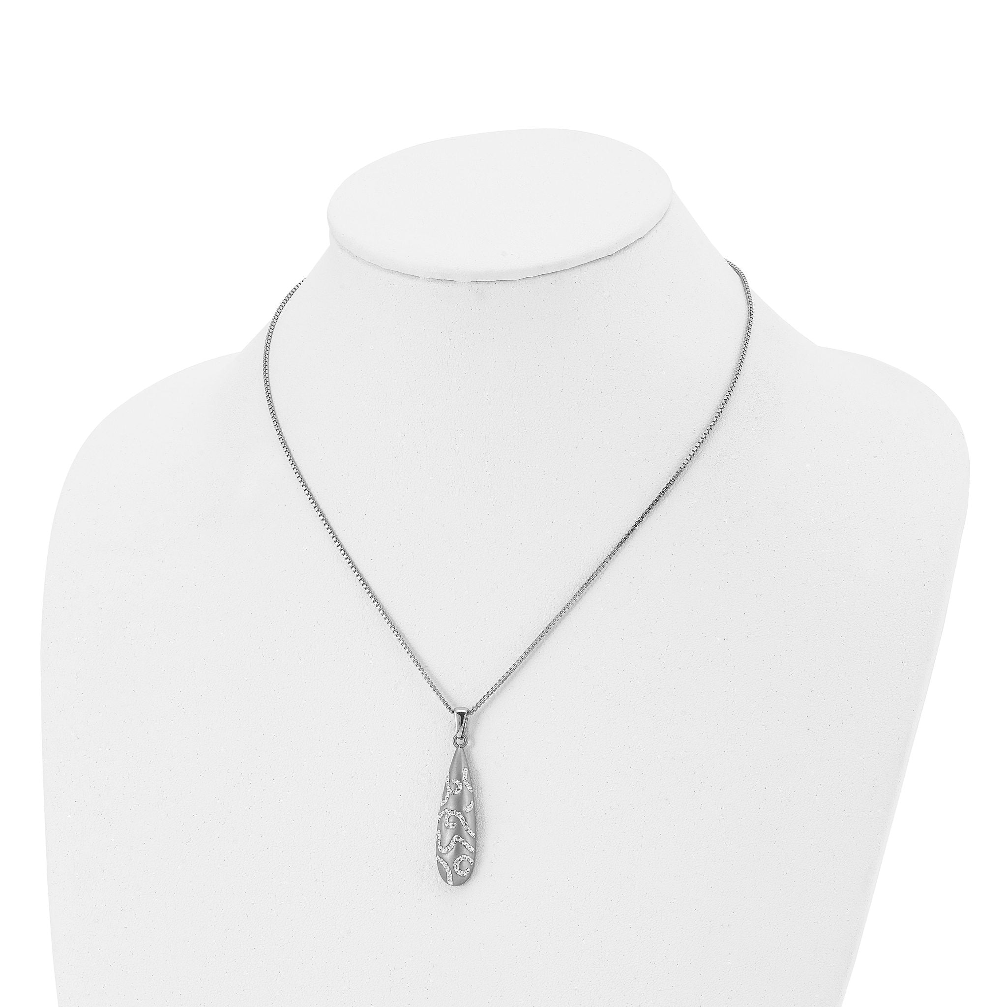 Crystal Teardrop Pendant Necklace in Stainless Steel