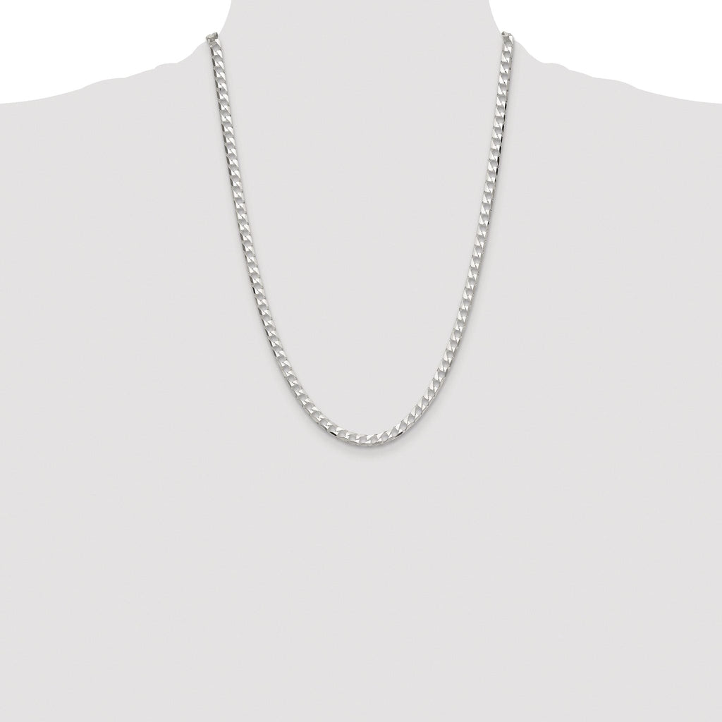 Sterling Silver Rhodium-plated 5mm D/C Square Curb Chain