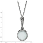 1928 Jewelry Silver-tone Textured Vintage Handle 4-5X Magnifying Glass 30 inch Necklace