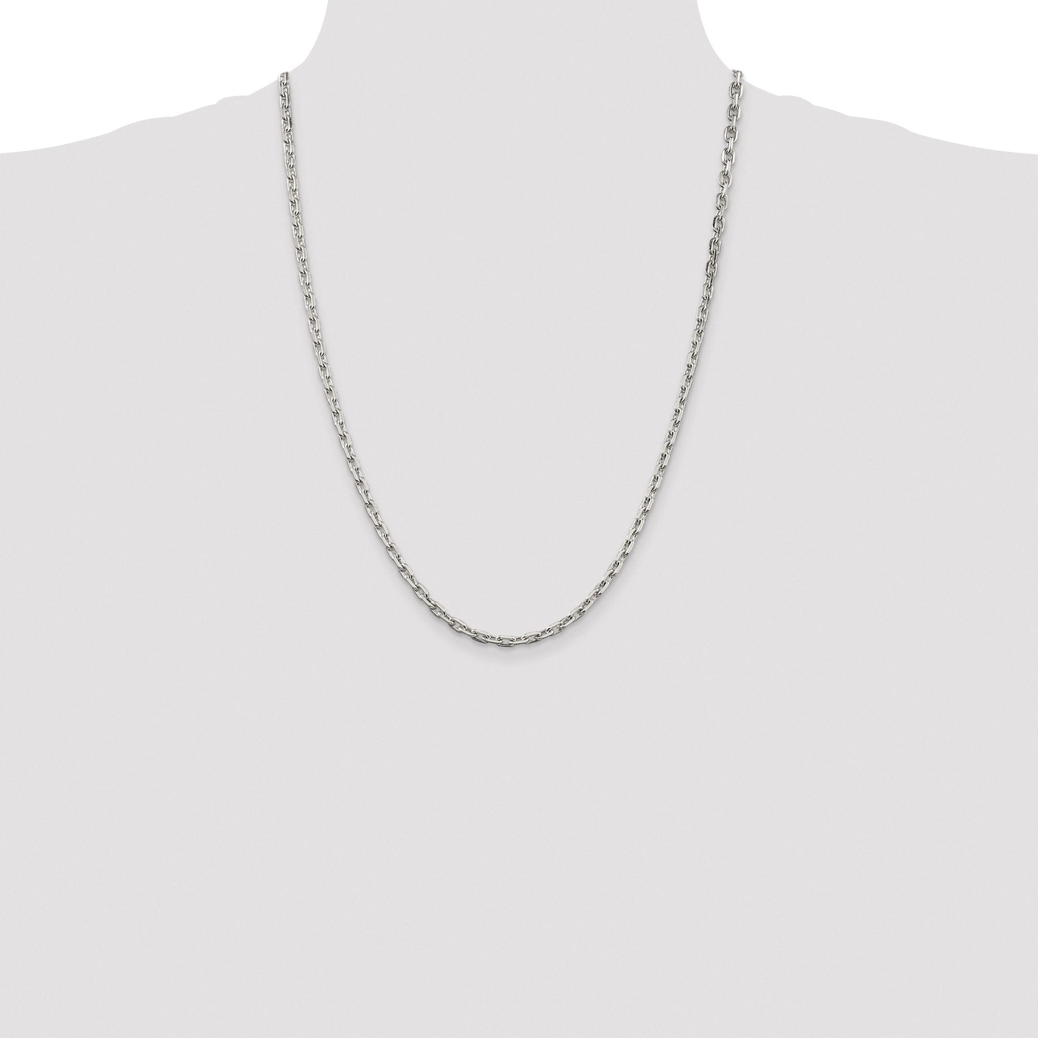 Beveled Oval Cable Chain Necklace in Sterling Silver