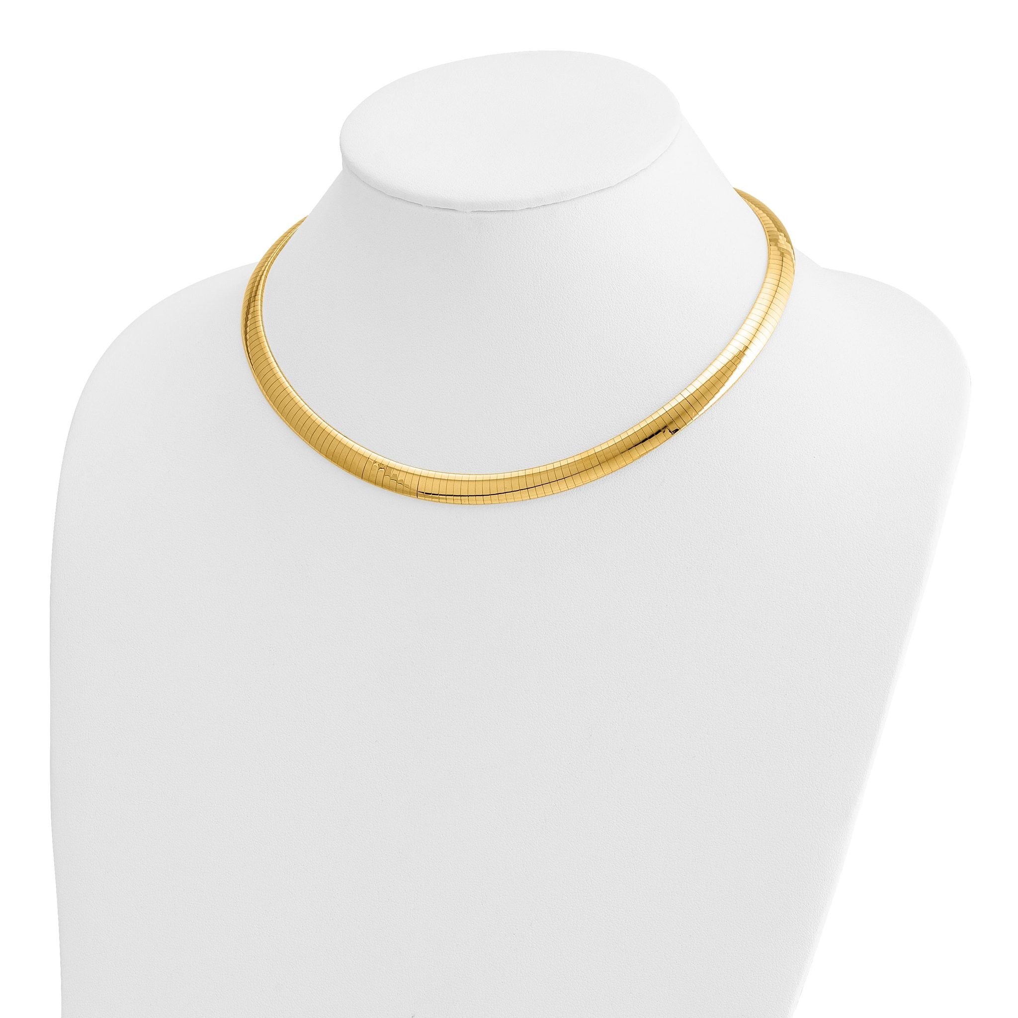 14k Polished 8mm Standard Weight 16 inch Domed Omega Necklace