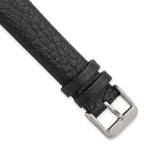 18mm Black Distressed Leather with Brushed Stainless Steel Buckle 7.75 inch Watch Band