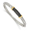 Sophia Jewelers Sterling Silver 14K Accent Black Diamond Bangle Bracelet