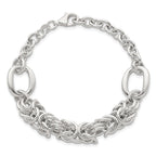 Sterling Silver Polished Fancy Byzantine Center 7.75 inch Bracelet