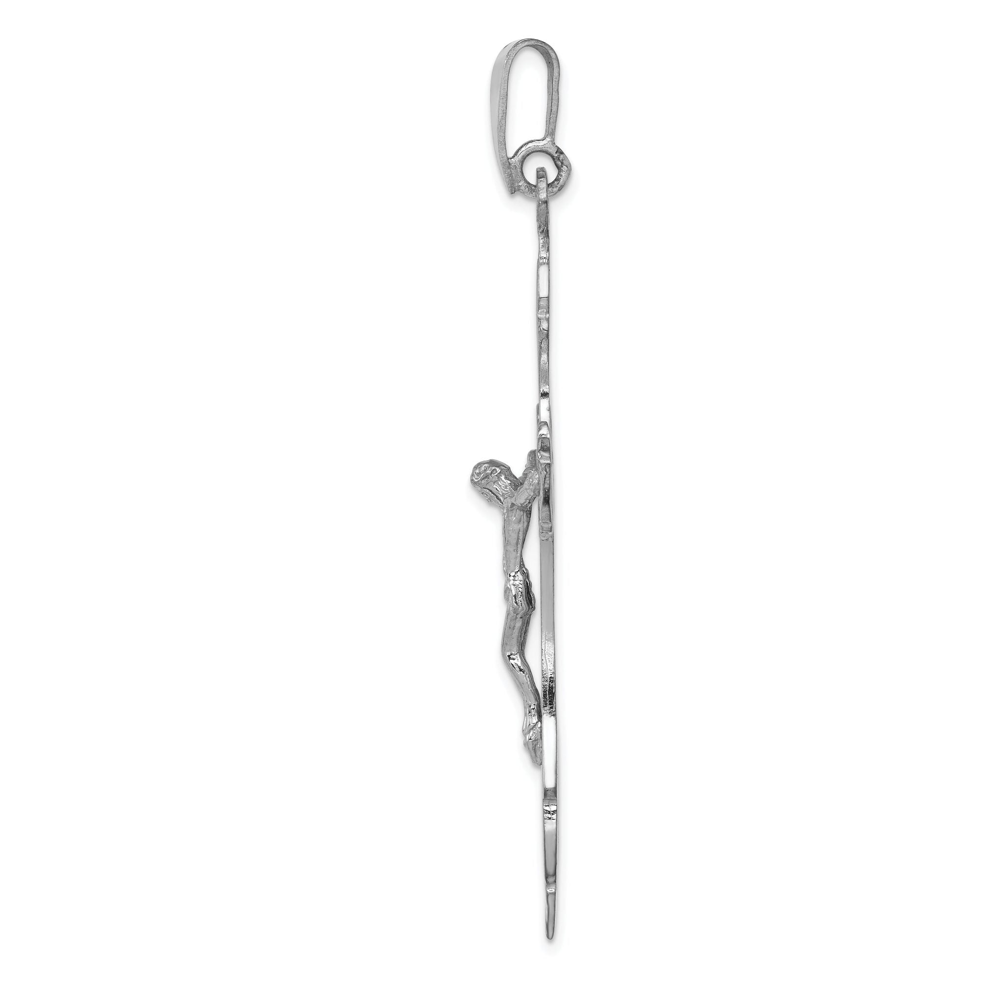 14K White Gold Crucifix Pendant with Rhodium Finish Solid and Elegant Secondary image