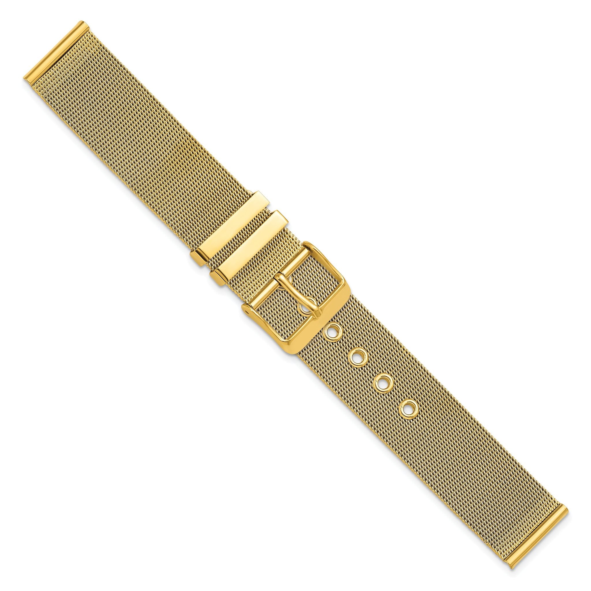 Milanese Mesh Watch Strap in Gold-Tone Stainless Steel, 22mm