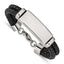 Stainless Steel Polished Black Woven Leather Multi Strand ID Bracelet for Men