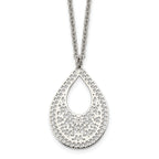 Stainless Steel Polished & Textured Reversible Cut-out Design Necklace