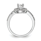 14K White Gold Halo (Holds 1/2 carat (5.00mm) Round Center) 1/2 carat Diamond Semi-Mount Engagement Ring