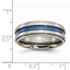 Titanium Blue Triple Groove 8mm Unisex Wedding Band Polished & Engravable