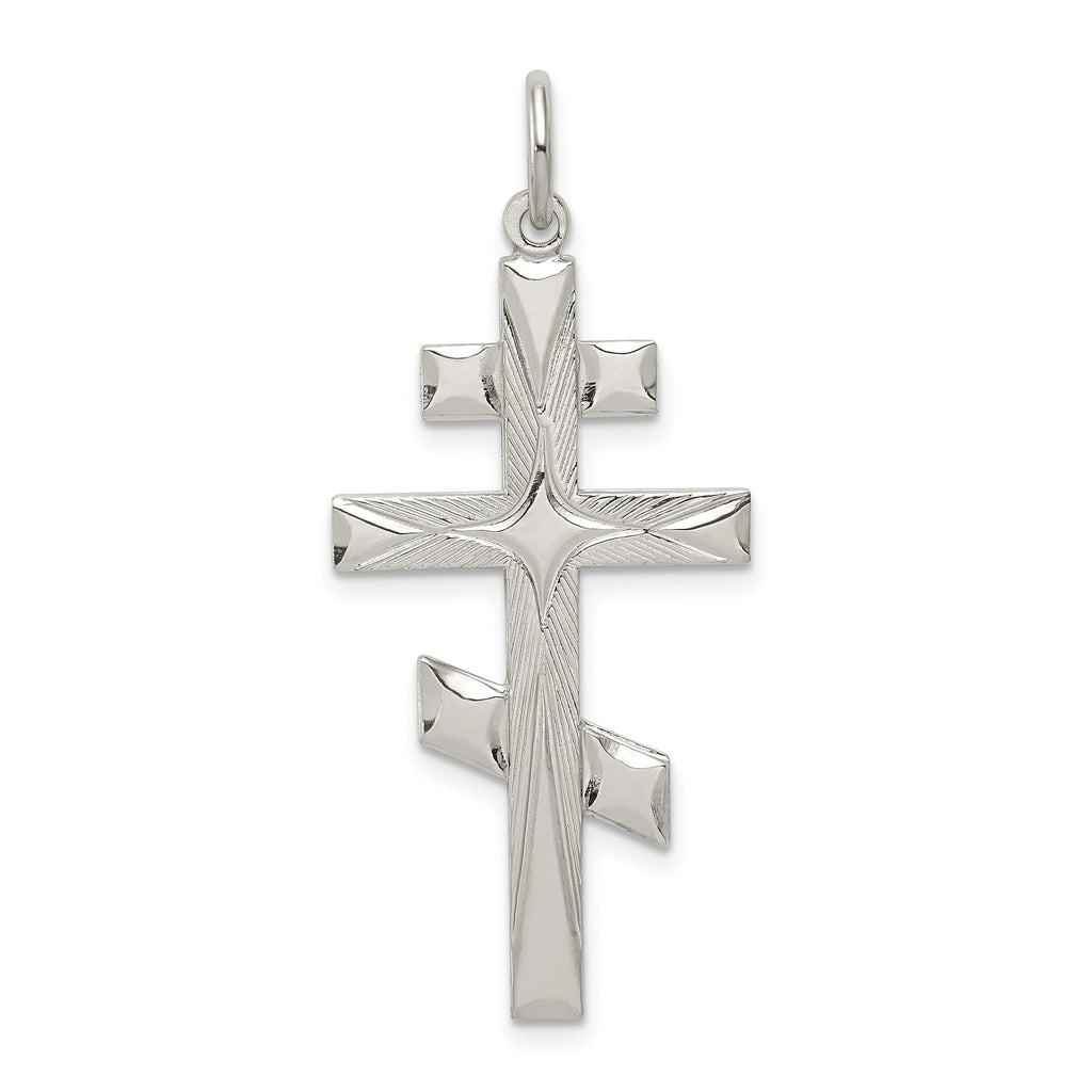 Sterling Silver 925 Eastern Orthodox Cross Pendant with Palladium Finish