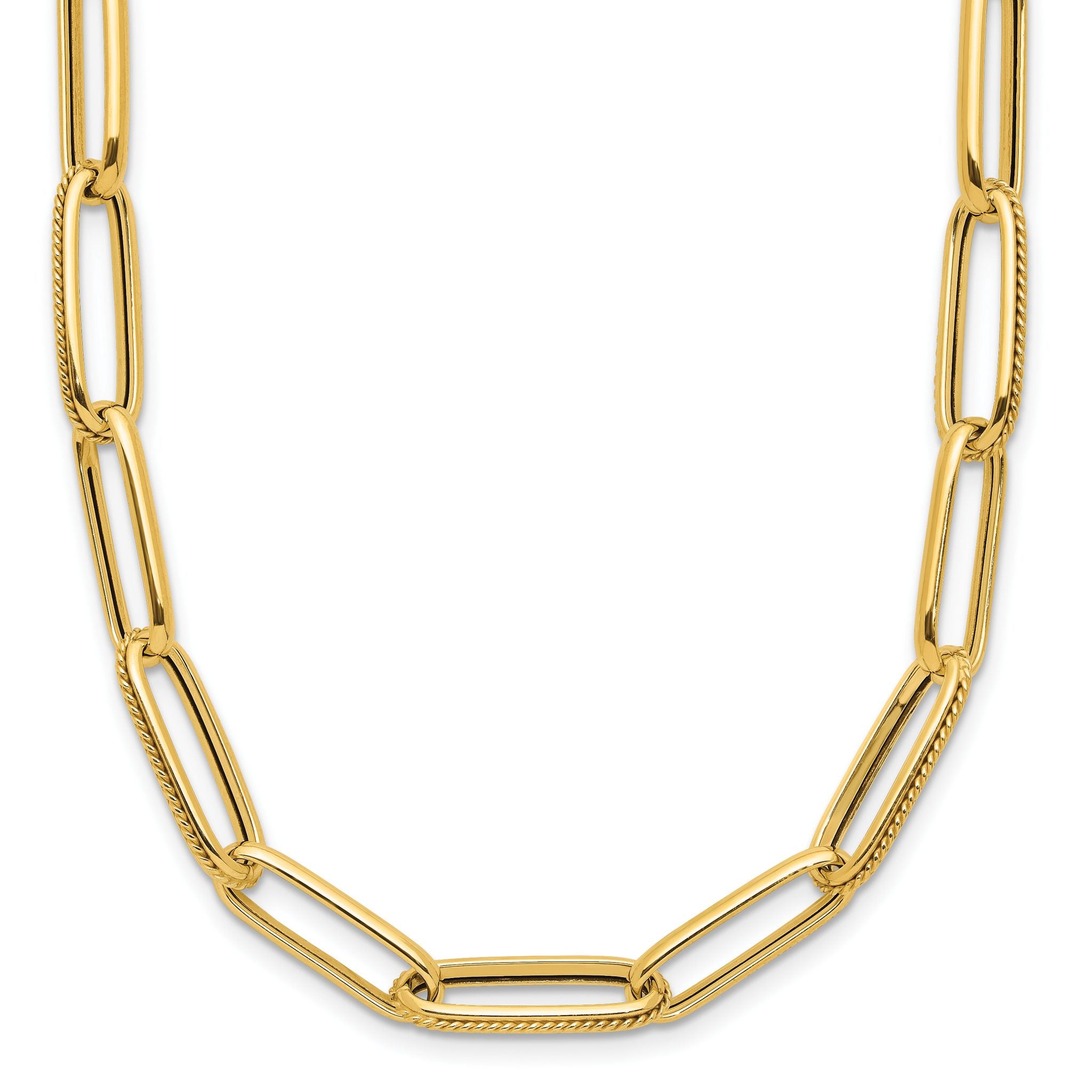 14K Polished and Textured Fancy Link Necklace Main image