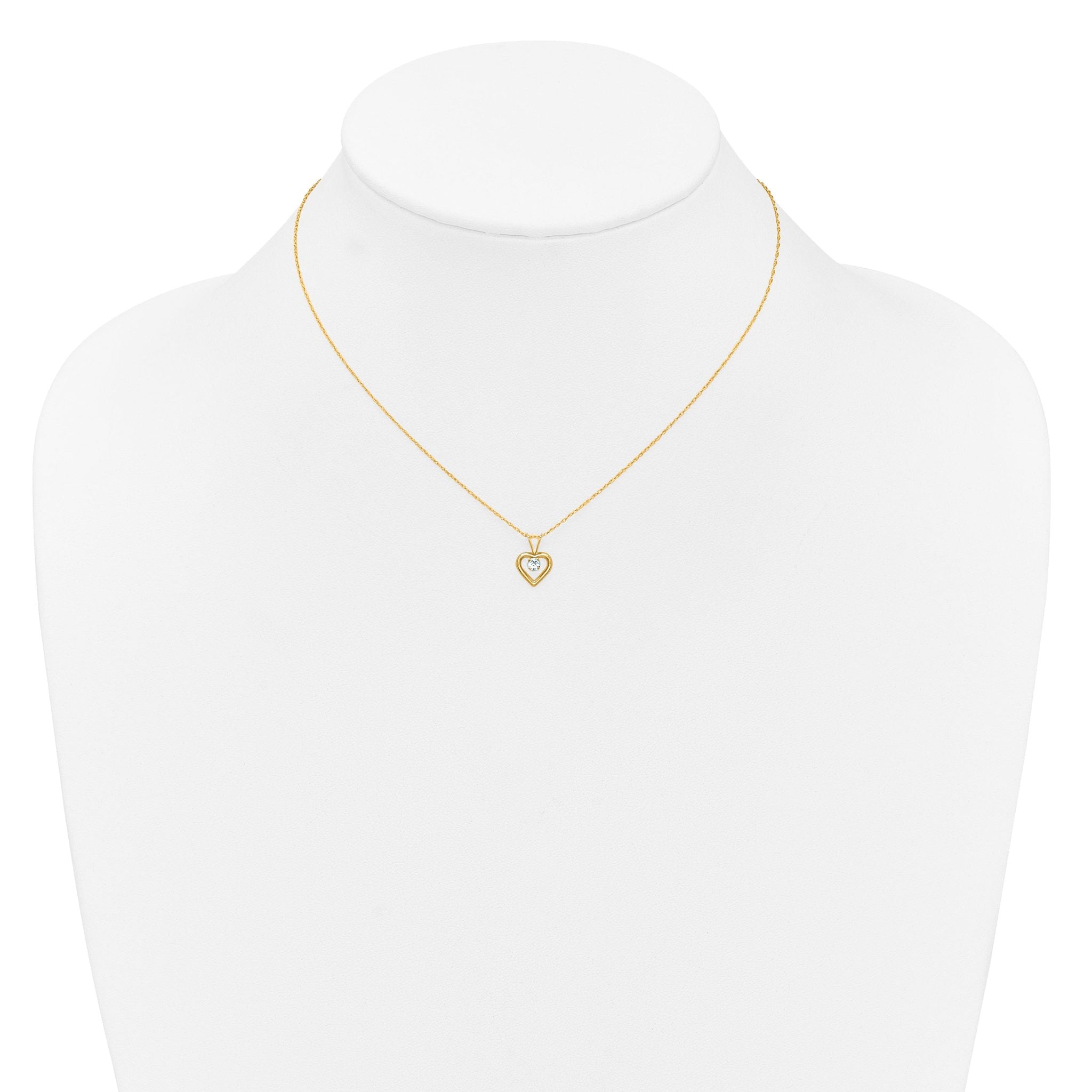 10k Madi K 3mm Aquamarine Heart Birthstone Necklace