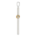 Sterling Silver 925 Hollow Crucifix Pendant with Gold-Plated Rope Trim