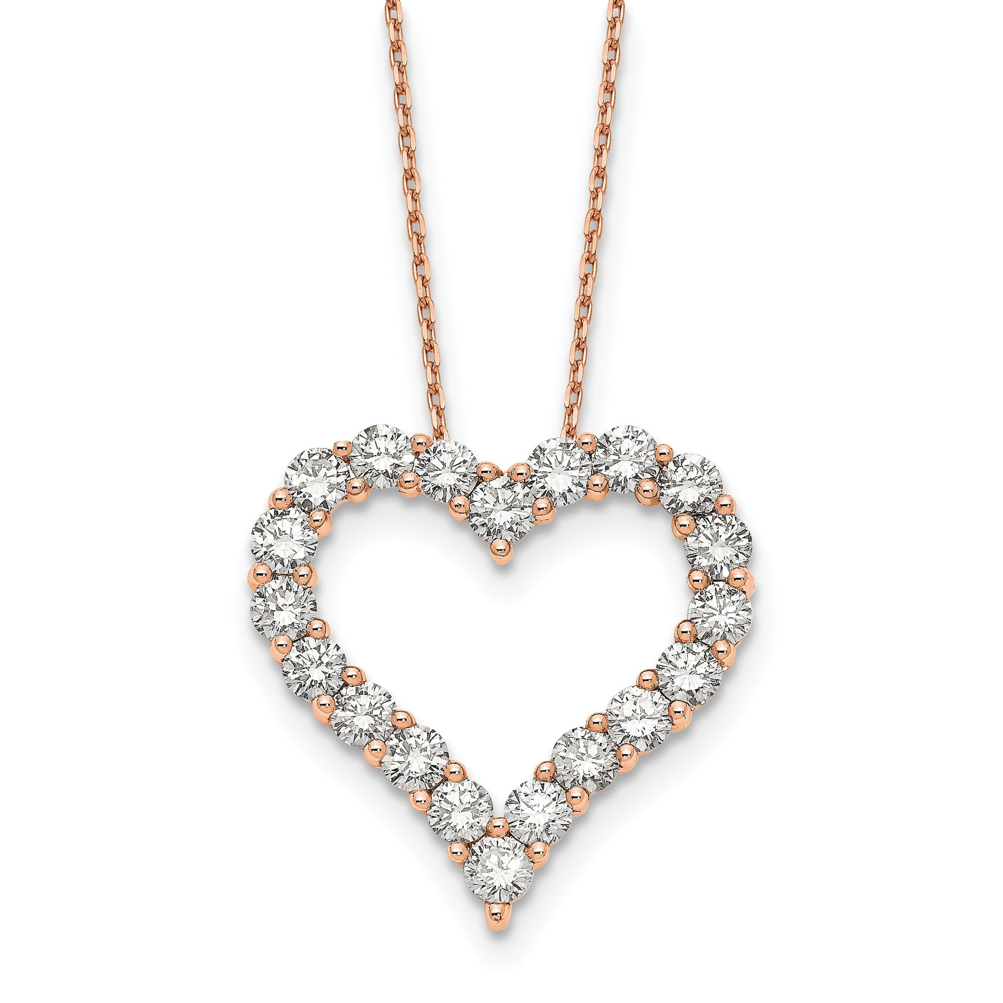 14k Rose Gold 2 carat Lab Grown Diamond VS/SI+ G+ Complete 18 inch Heart Pendant Necklace Main image
