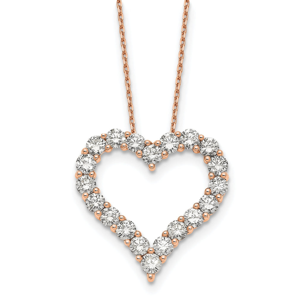 14k Rose Gold 2 carat Lab Grown Diamond VS/SI+ G+ Complete 18 inch Heart Pendant Necklace