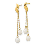 14k 4-5mm White Rice Freshwater Cultured Pearl Dangle Post Earrings