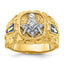 14k Two-tone Men's Polished and Nugget Textured Blue Lodge Master Masonic Ring Mounting, Mounting Only