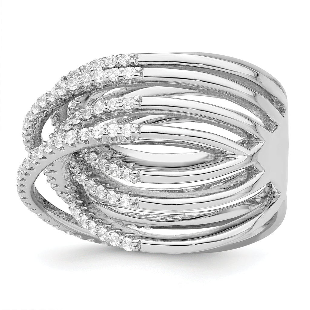 Brilliant Embers Sterling Silver Rhodium-plated 159 Stone Micro PavÃƒÂ¢Ã‚â‚¬Ã‚Å¡ CZ Ring