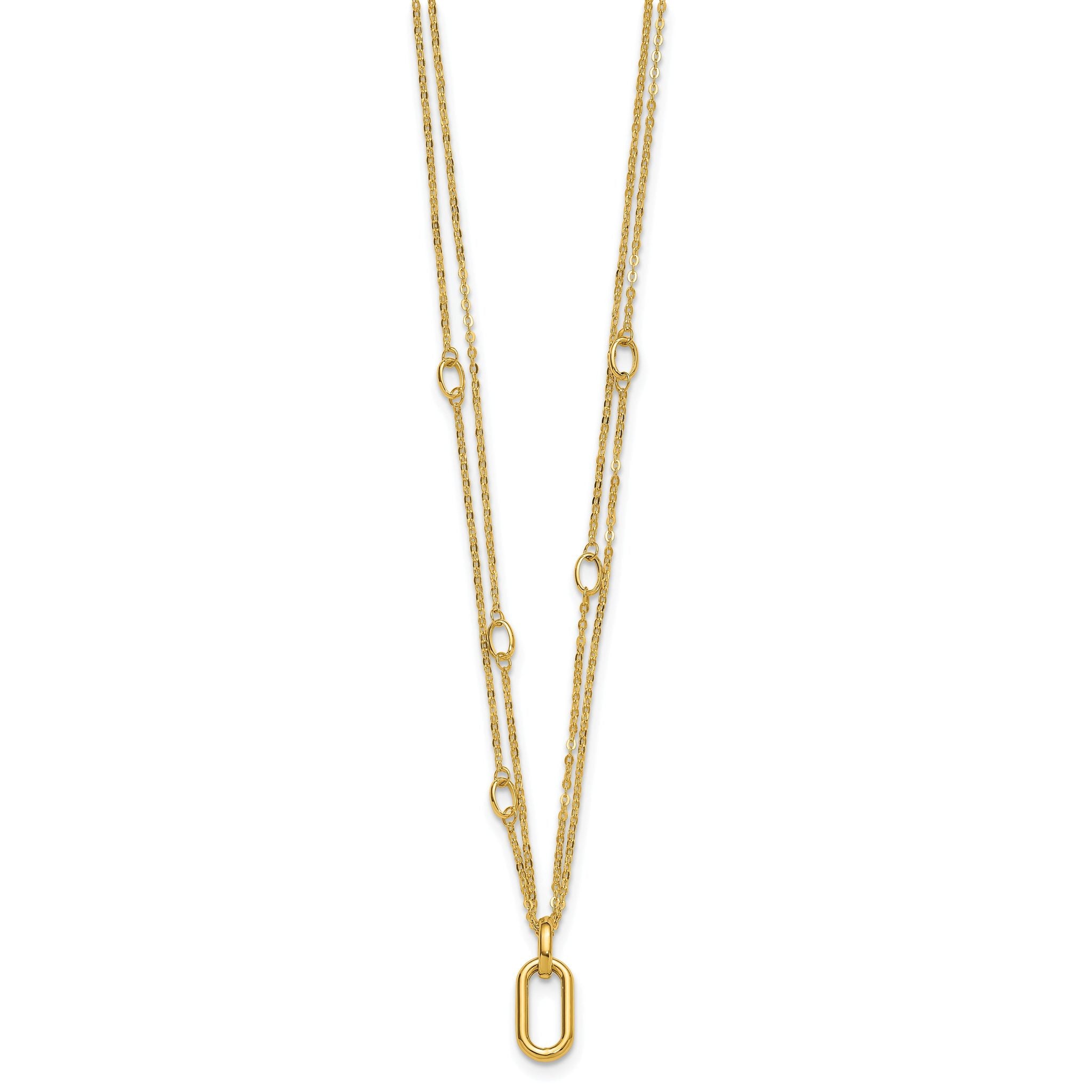 14K Polished Fancy Two-Strand Link Necklace Secondary image