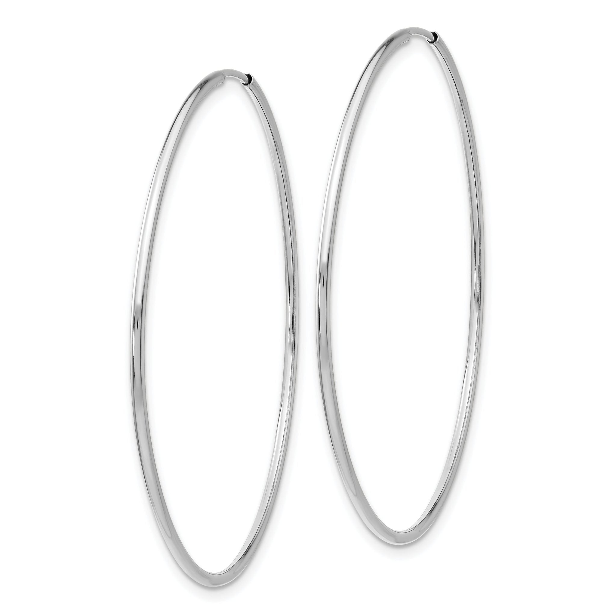 14k White Gold Polished Endless Tube Hoop Earrings