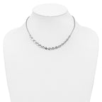Sterling Silver RH-plated Pol. Fancy Link w/2in ext. Necklace
