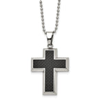 Sophia Jewelers Titanium Necklace with Polished Black Carbon Inlay 22