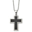 Sophia Jewelers Titanium Necklace with Polished Black Carbon Inlay 22