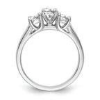14K White Gold 3-Stone Peg Set Center Semi-mount Diamond Engagement Ring