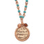 Peace Pendant Beaded Necklace in Copper-Tone Metal
