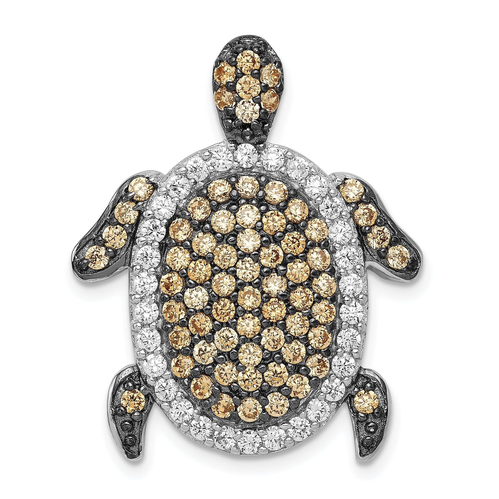 Sterling Silver White & Champagne CZ Turtle Slide Main image