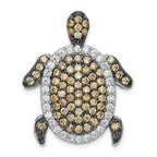 Turtle Slide Charm in Sterling Silver with White & Champagne Cubic Zirconia, 31mm - Sophia Jewelers